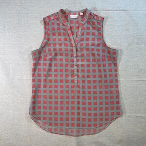 New York & Company | Sleeveless Gray and Coral Pink Blouse | Medium